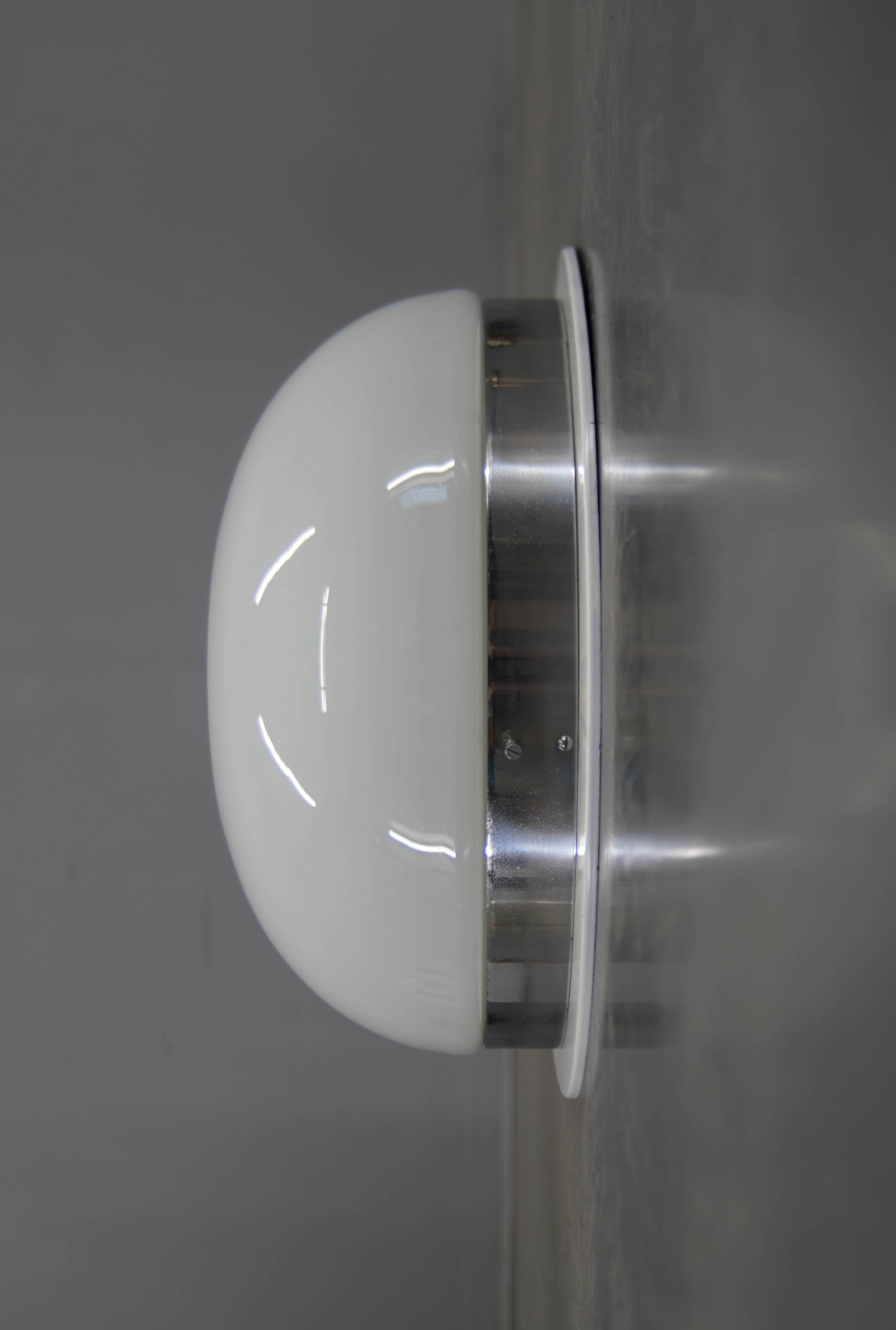 Big Bauhaus Chrome Flushmount or Wall Light, 1940s