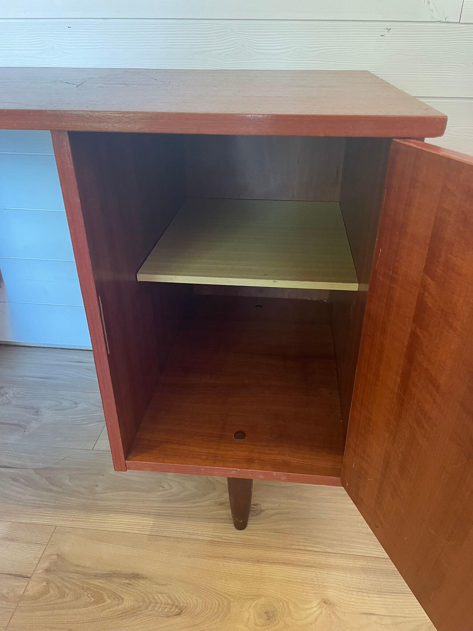 Bureau Double Caisson Vintage Capelle - Années 60 Teck/Acajou