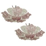 Set of 2 charming vintage Murano glass ceiling lamps, pink