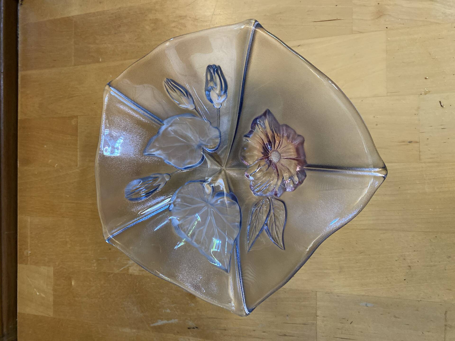 Bol vide poche mikasa crystal moulded decor flowers coloured vintage