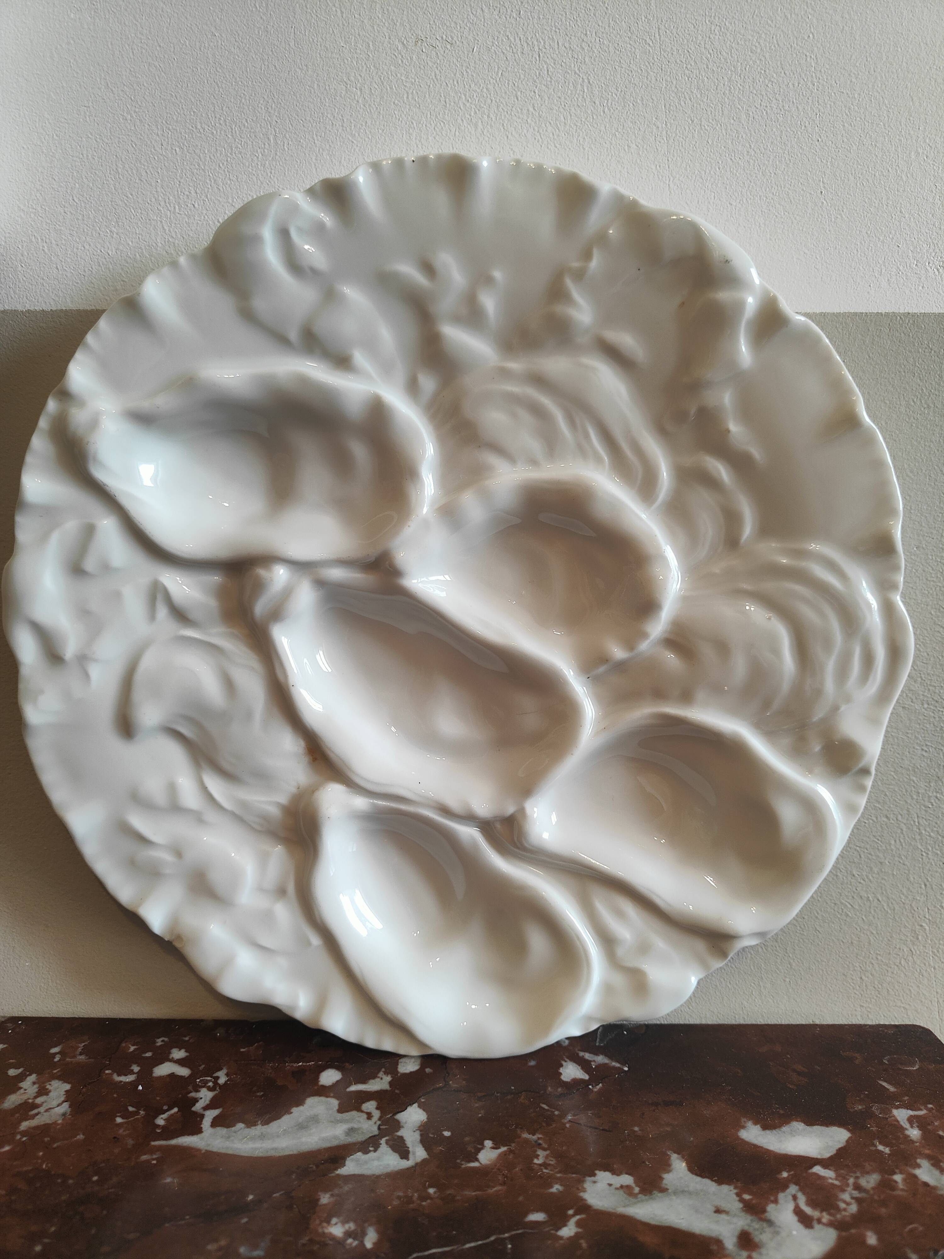 Oyster plate 19th century porcelain Haviland & Co Limoges France