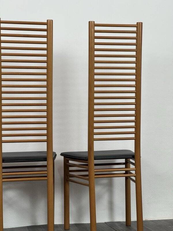 Ladder Back Dining Chairs, Italy, 1980, Set of 4