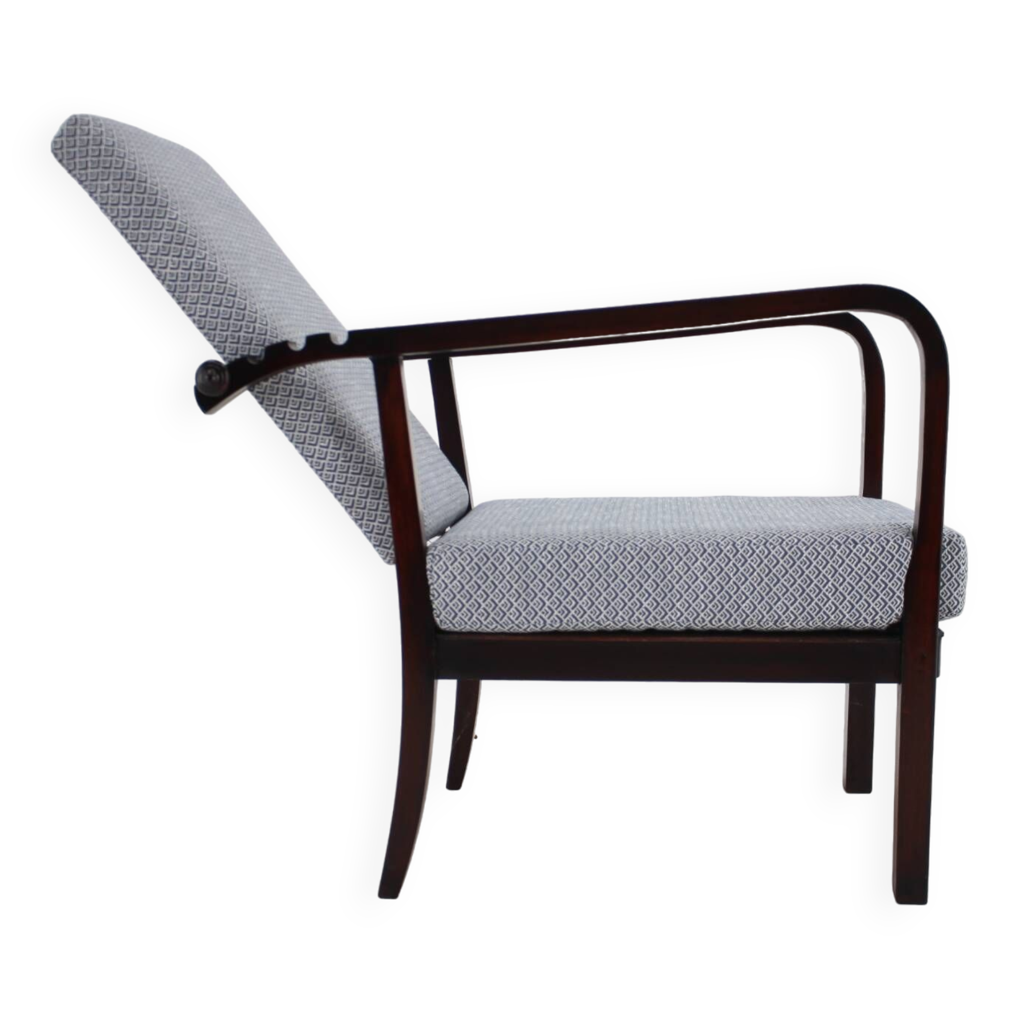 1940s Restored Beech Adjustable Armchair ,Czechoslovakia