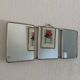 Vintage mirror 1960 triptych ivory barber - 24 x 59 cm