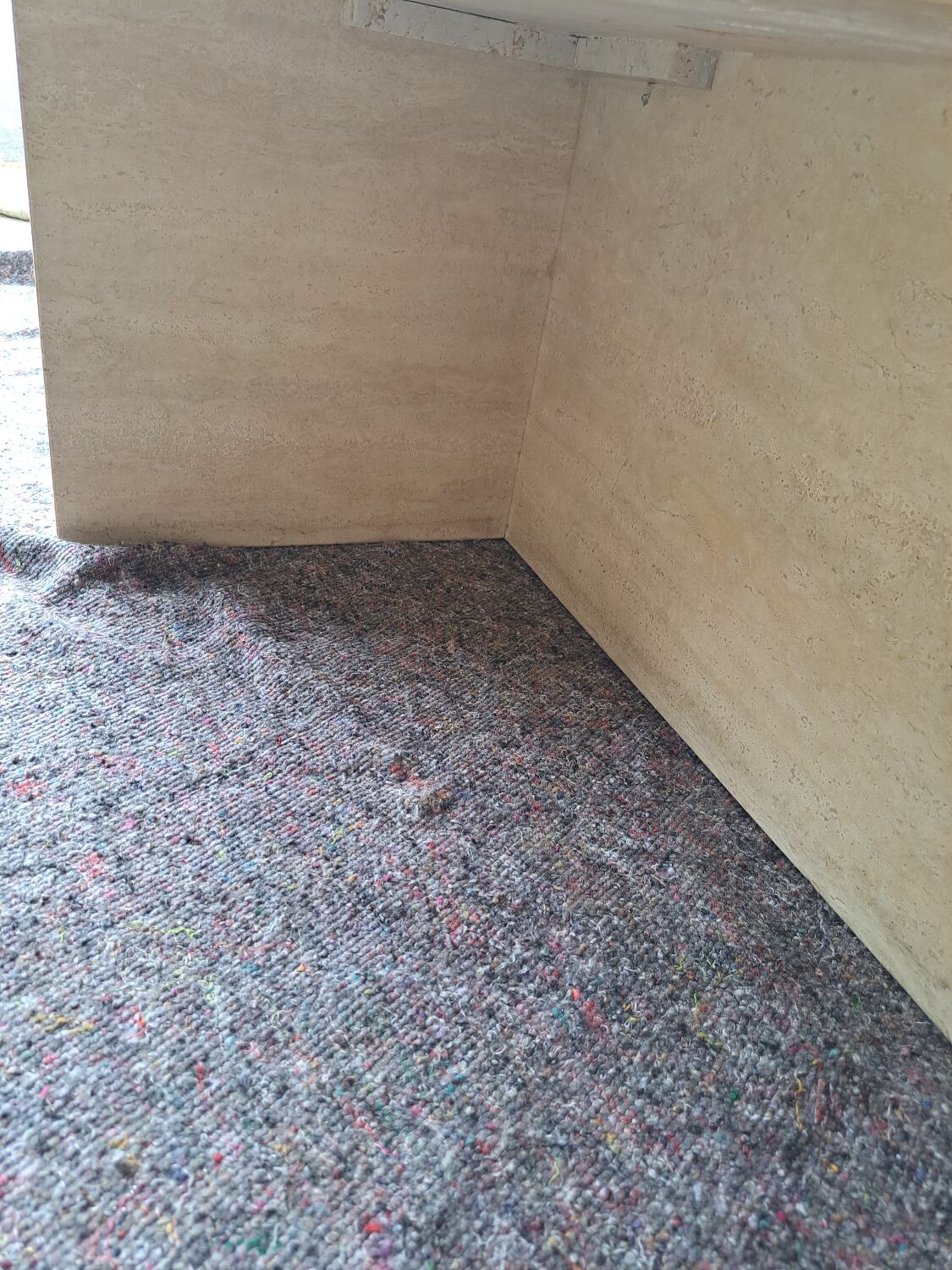 Travertine coffee table.