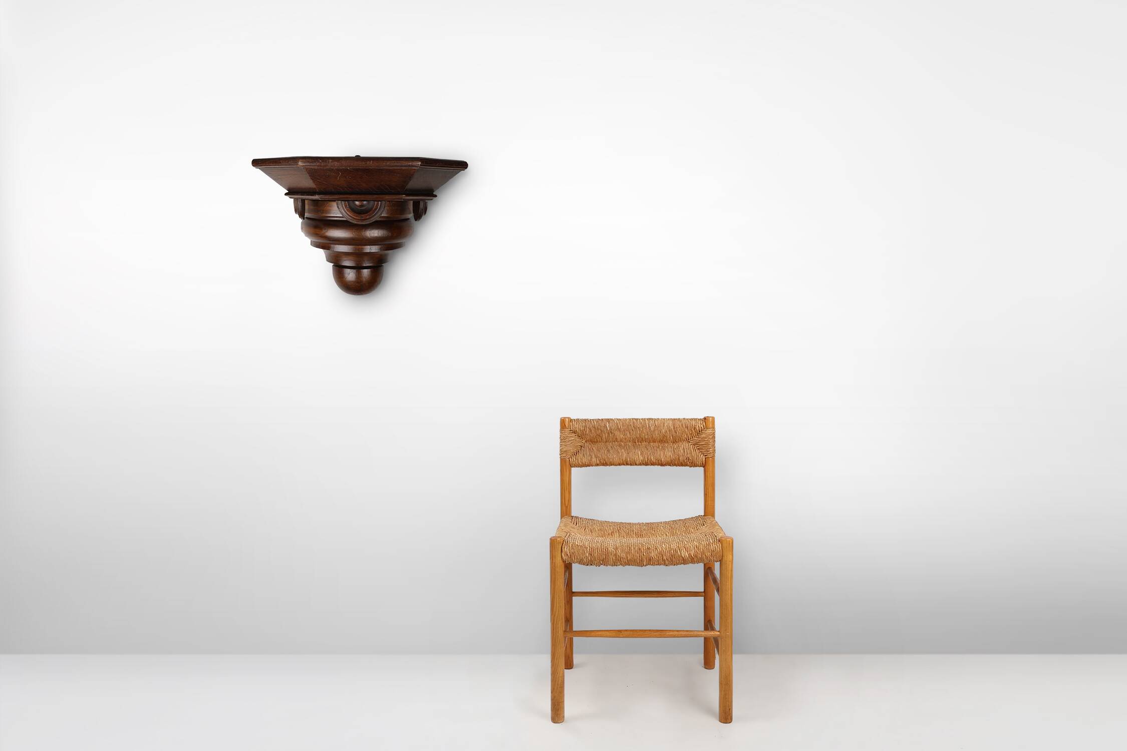 19th Century Art Deco Architectural wall mounted console in oak, France