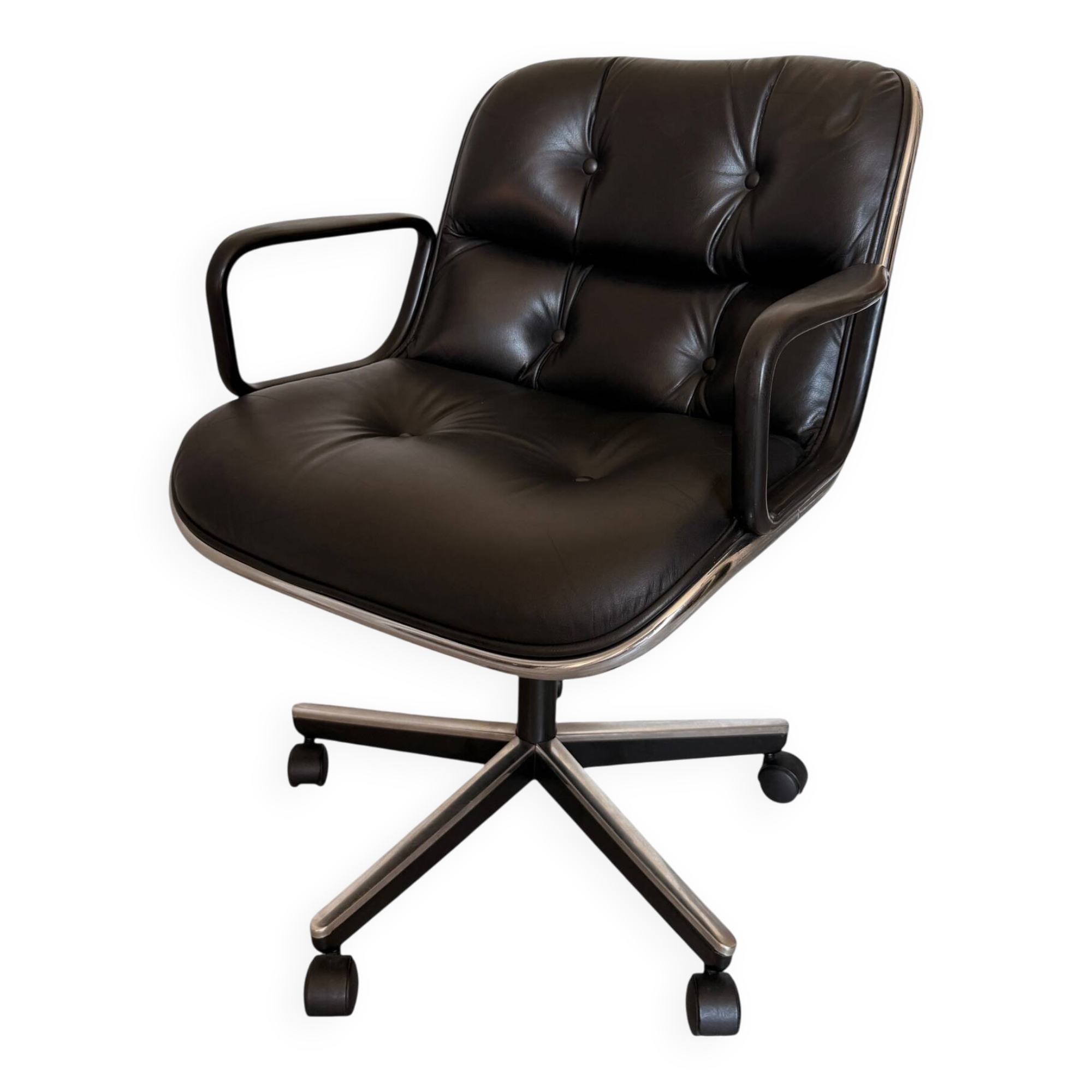 Charles Pollock Knoll Office Chair - Black Leather (Signed Model)