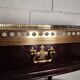 Oval Wooden and Brass Serving Table in Louis XVI Style / Maiso