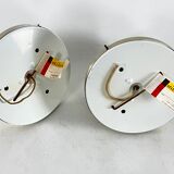 Stilux Milano, vintage round gilded aluminum wall lamps from 60s. Set of two