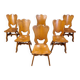Brutalist oak dining chairs, Netherlands - 1960s
