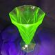 Antique Art Deco Bohemian uranium vase / geometric glass