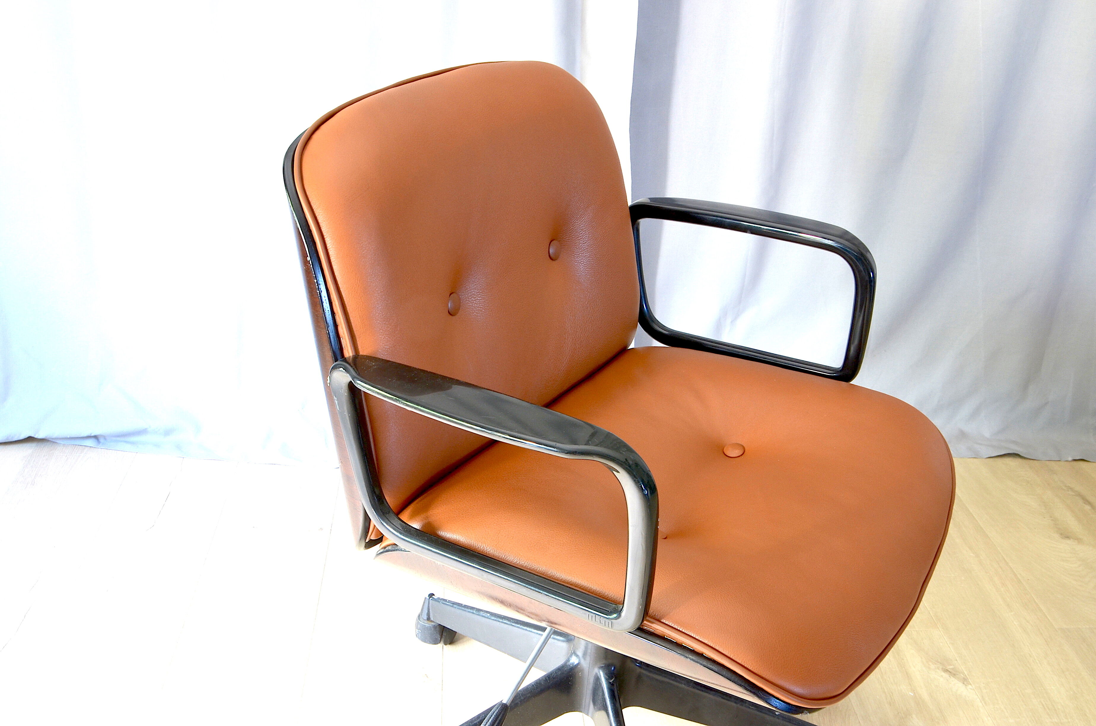 Ico Parisi armchair for MIM cognac and rosewood leather