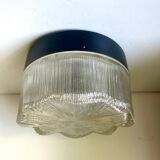 Vintage Scandinavian Midcentury wall or ceiling light in metal & glass