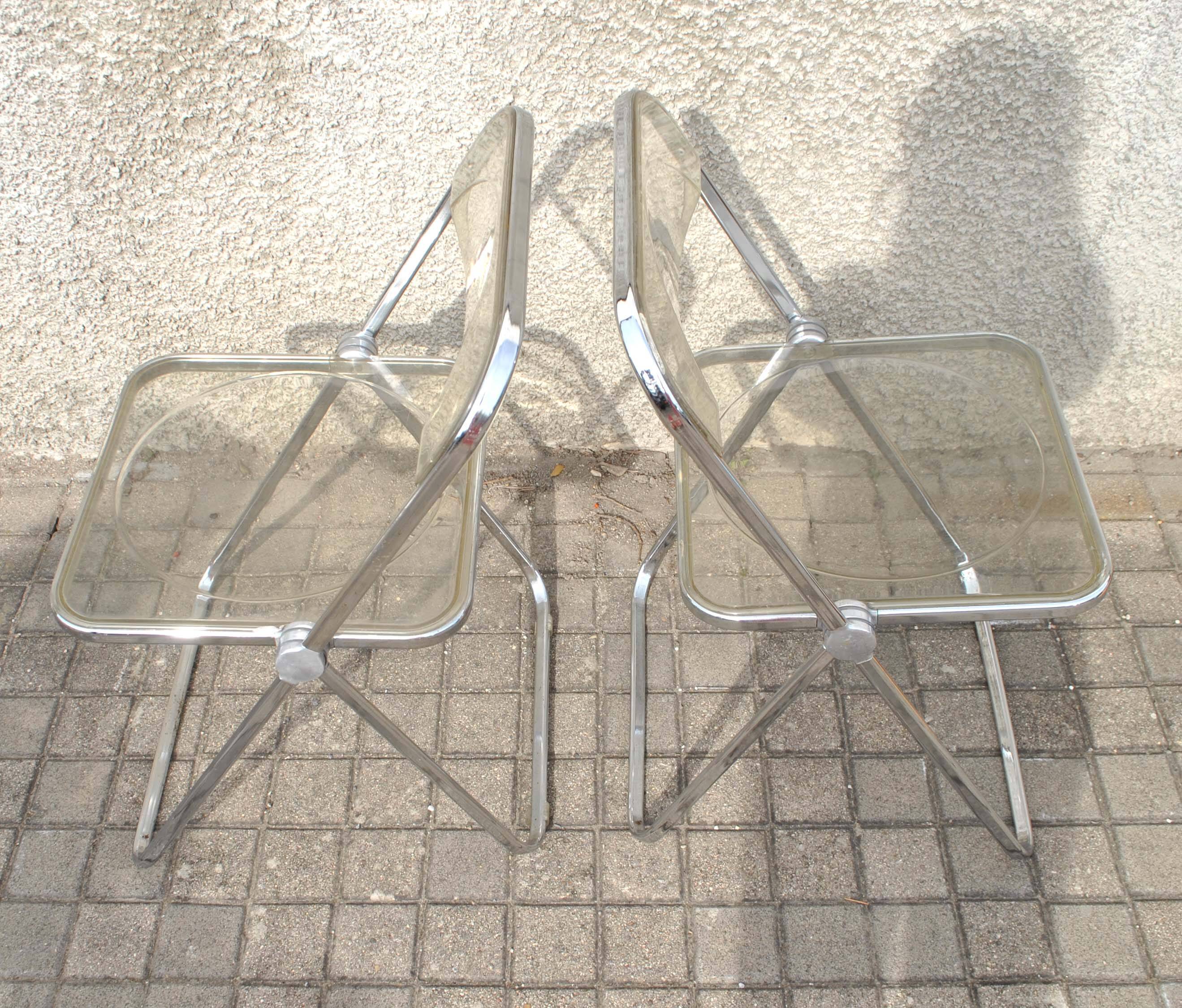 Set of 2 vintage DESIGN PLIA chairs by Giancarlo Piretti for Castelli Italy 1960s