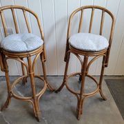 Paire de tabouret de bar en bambou 70's
