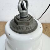 Industrial White Enamel Factory Pendant Lamp from Abolite, 1960s