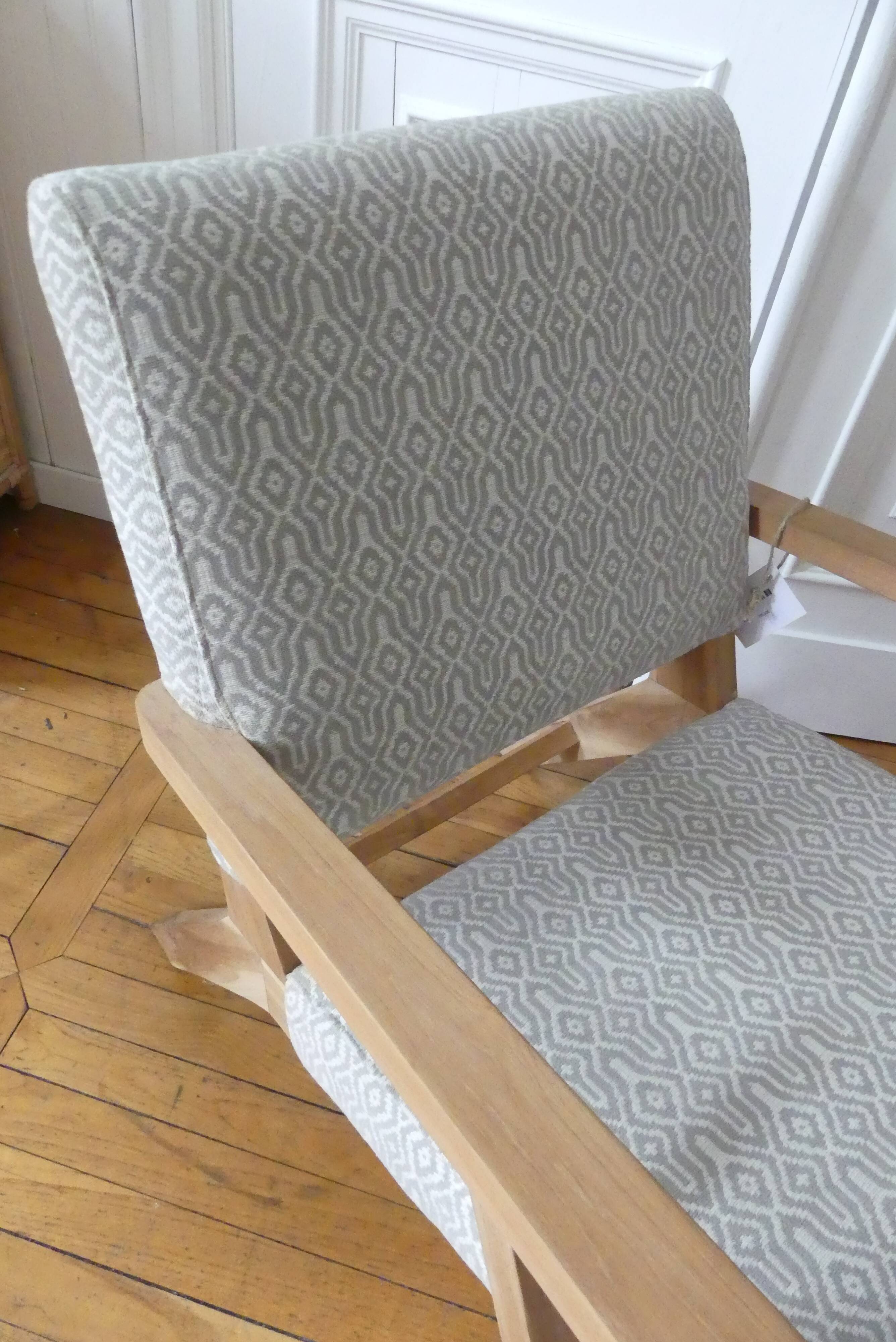 Teak armchair and fabric