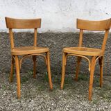 Pair of vintage bentwood curved wooden bistro chairs