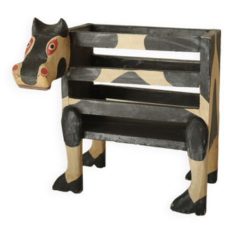 Vintage painted wooden animal book holder