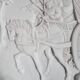 Large Chinese resin dish, sculpted motifs, signed