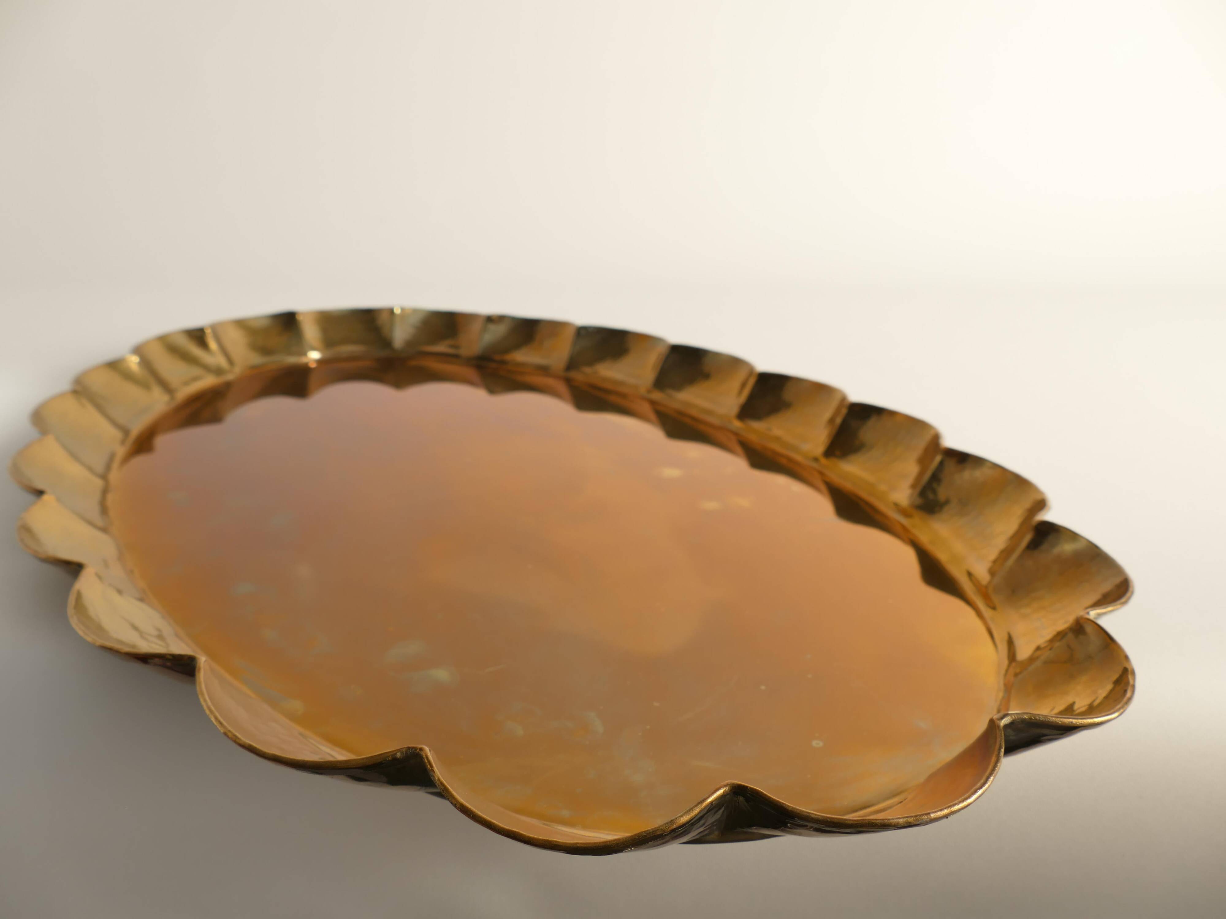 Hollywood Regency Oval Brass Tray by Arvid Johansson, Arvika Konstsmide, Sweden