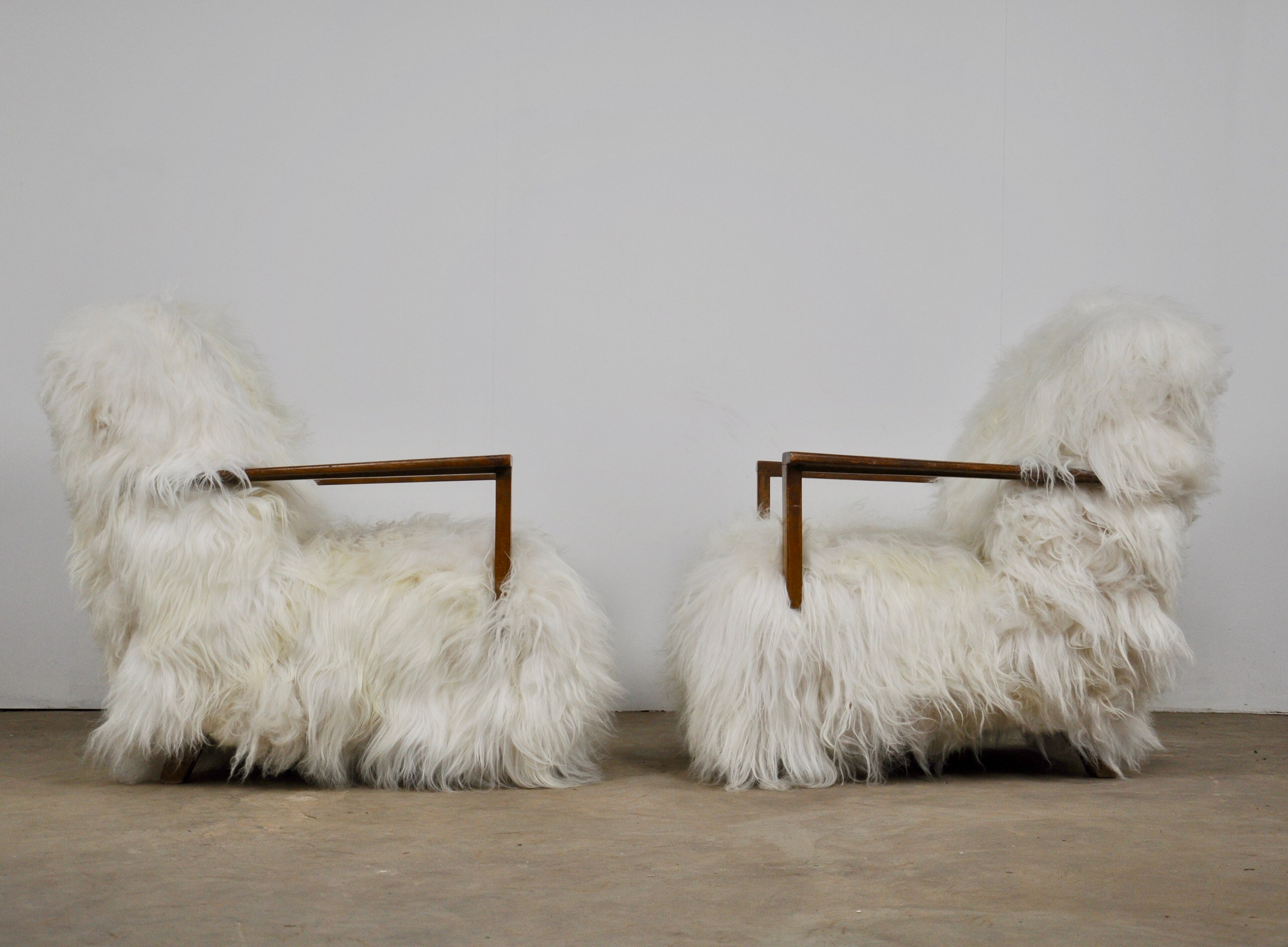 Pair of 1960s Sheepskin armchair