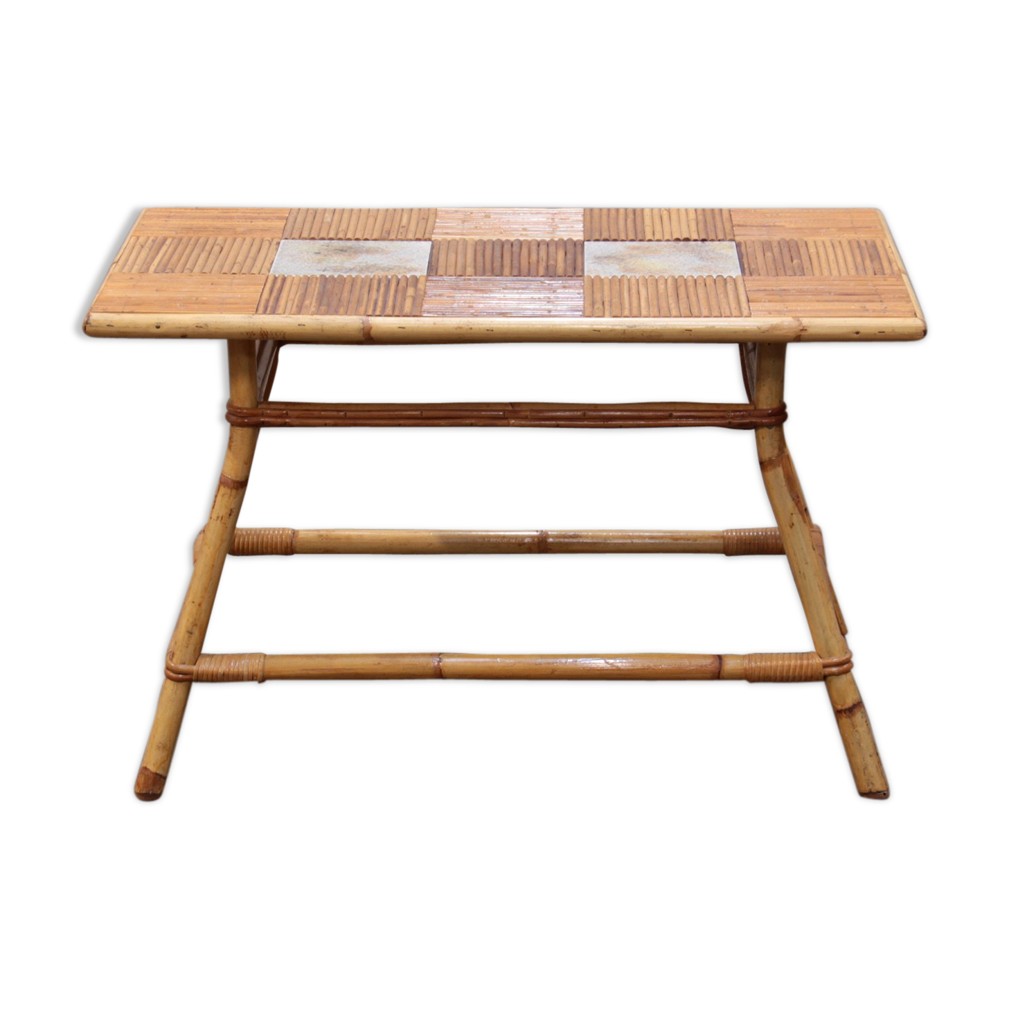 Rattan and ceramic coffee table