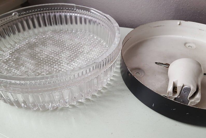 Vintage Glash-tte Limburg glass round ceiling light