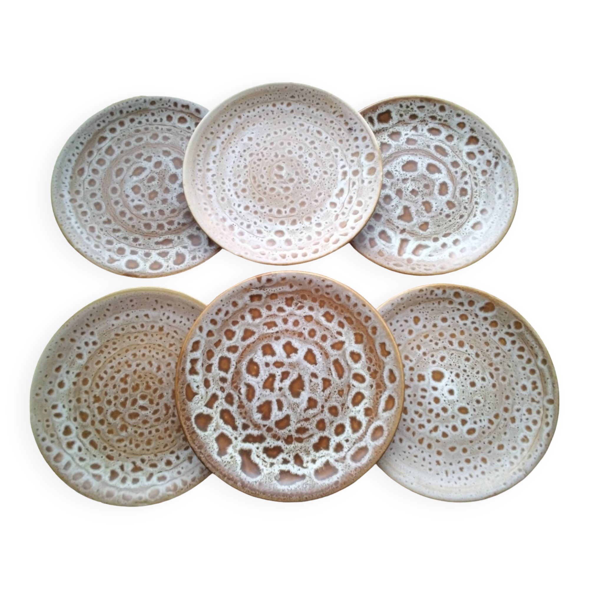 6 Niderviller earthenware dessert plates Fauve model