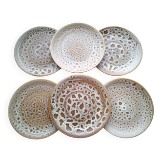 6 Niderviller earthenware dessert plates Fauve model
