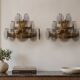 Set of 2 Vistosi Murano Wall Lamps Smoked Disc, 1970