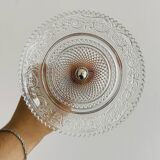 Bowl on a foot in worked glass and elegant metal