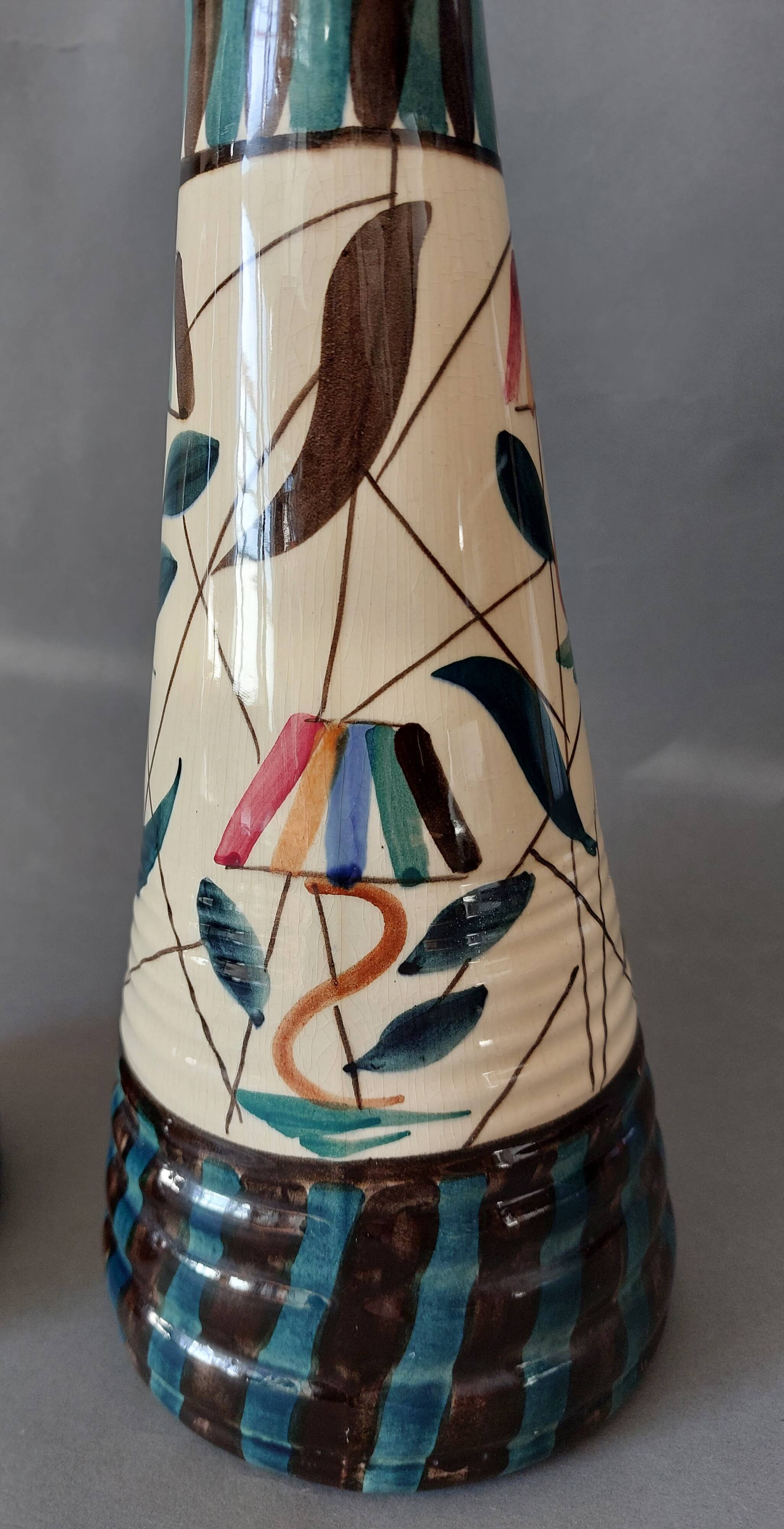 Pair of vases with handles made in Belgium 1950/1960.