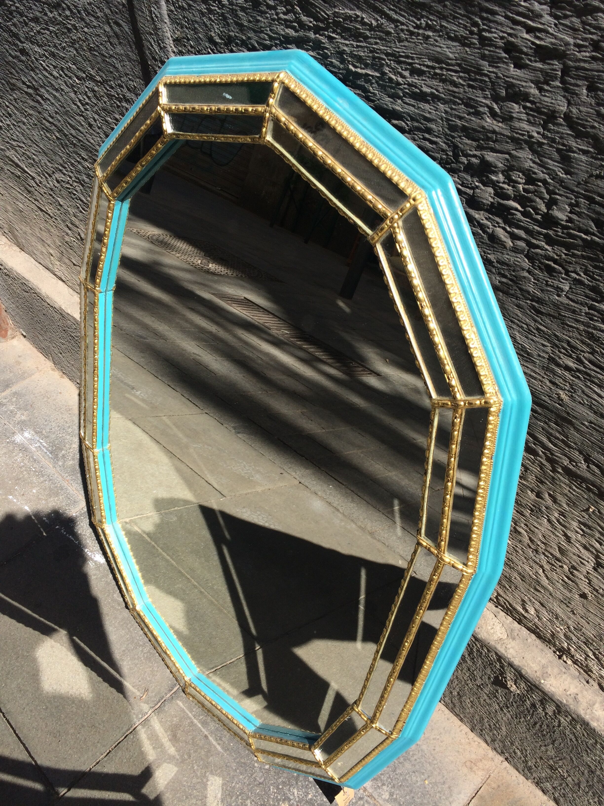 Mirror blue and gold 65x90cm