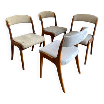 Set of 4 Gondole chairs in fabric signed by Baumann.