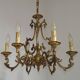 Large Antique French Art Nouveau Acanthus 6-Light Bronze Cage Candlestick