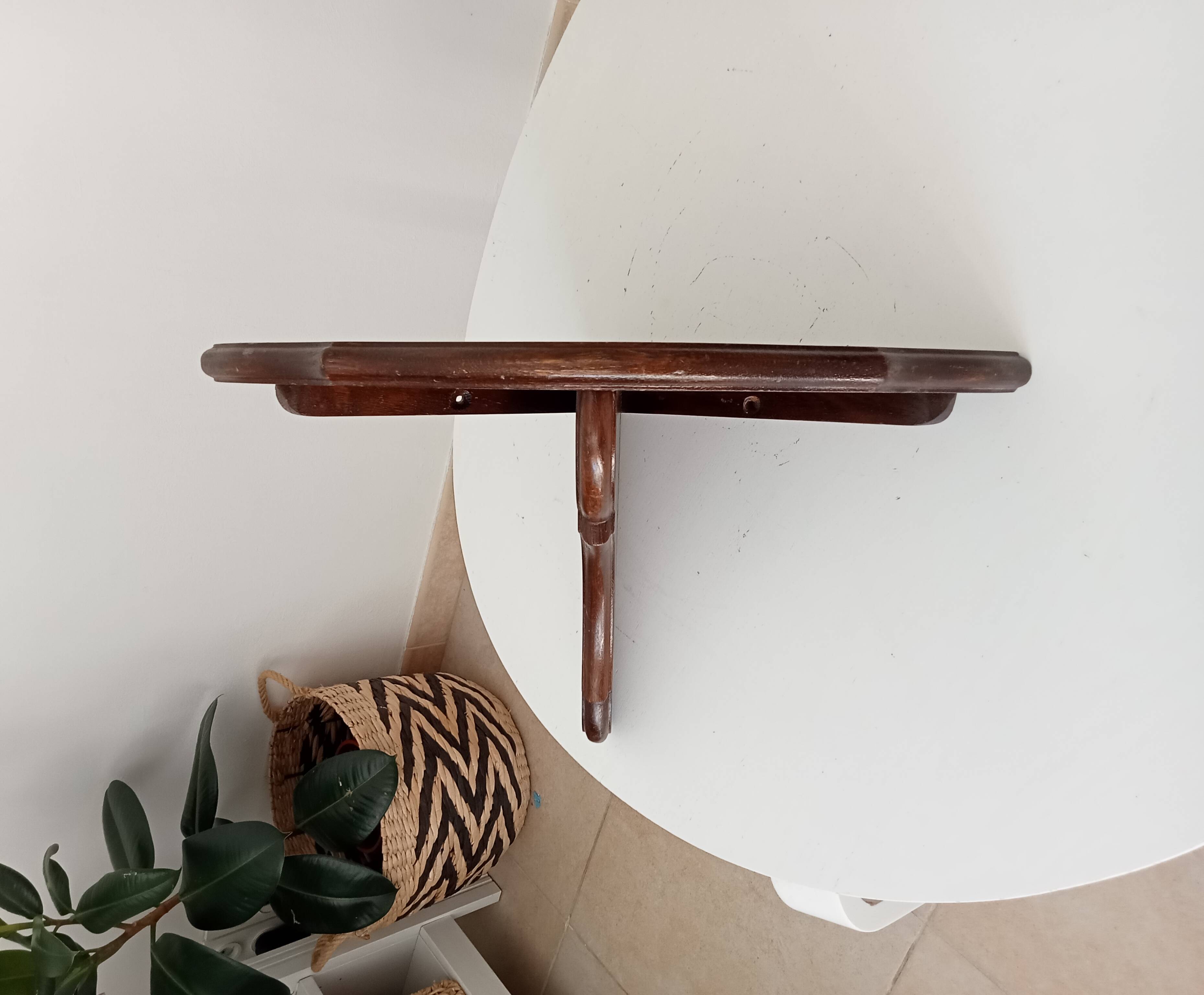 Pair of antique solid oak shelves