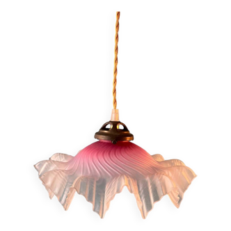 White pink wavy glass pendant light