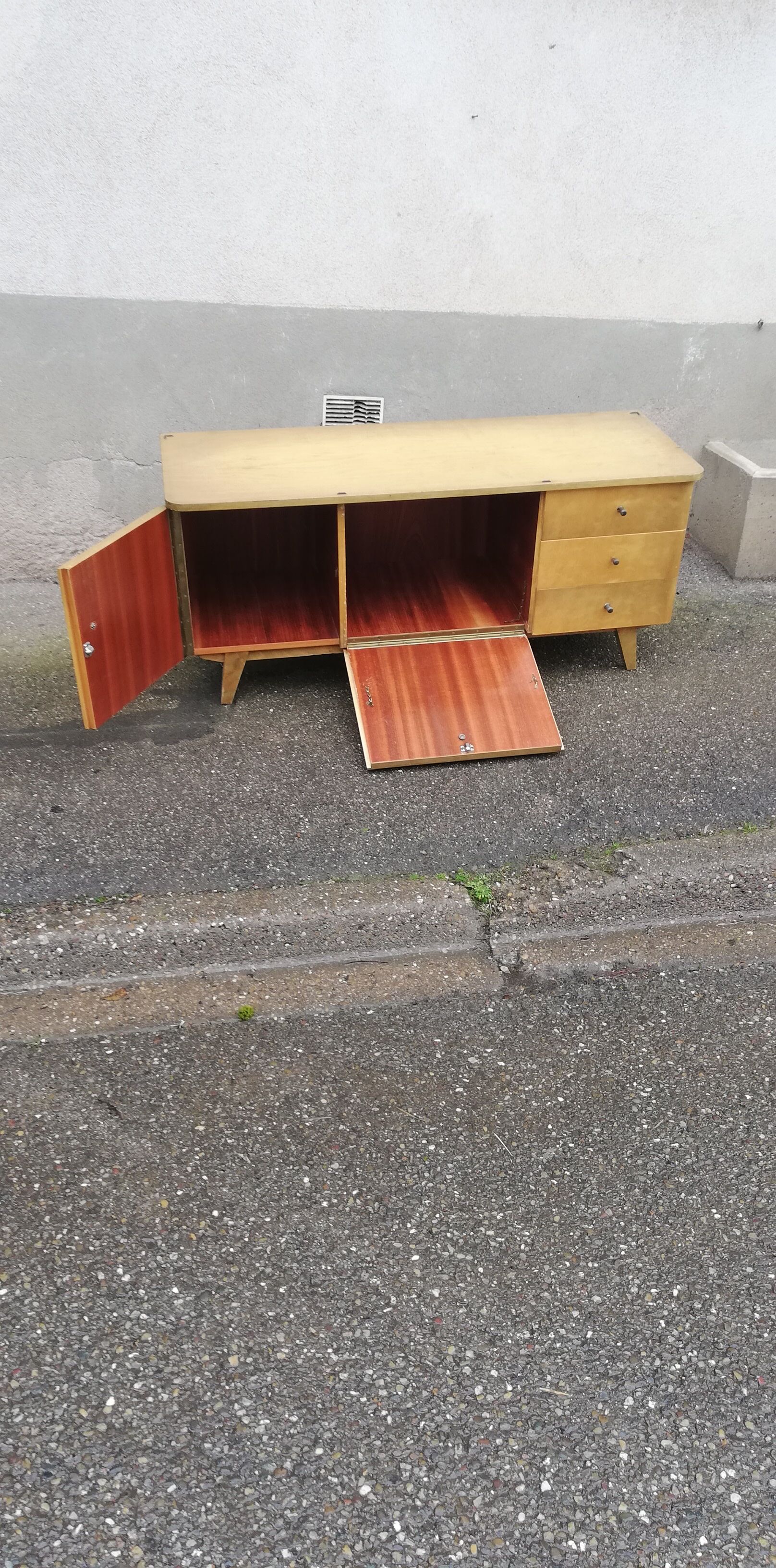 Vintage enfilade 3 drawers 1 door 1 flap