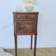Louis XVI bedside table in walnut and marble - pink sculptures