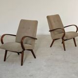 Pair of grey mottled armchairs by Jaroslav Smidek for TON Bystrice