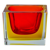 Sommerso red and yellow ashtray by seguso, murano, italy, 1970
