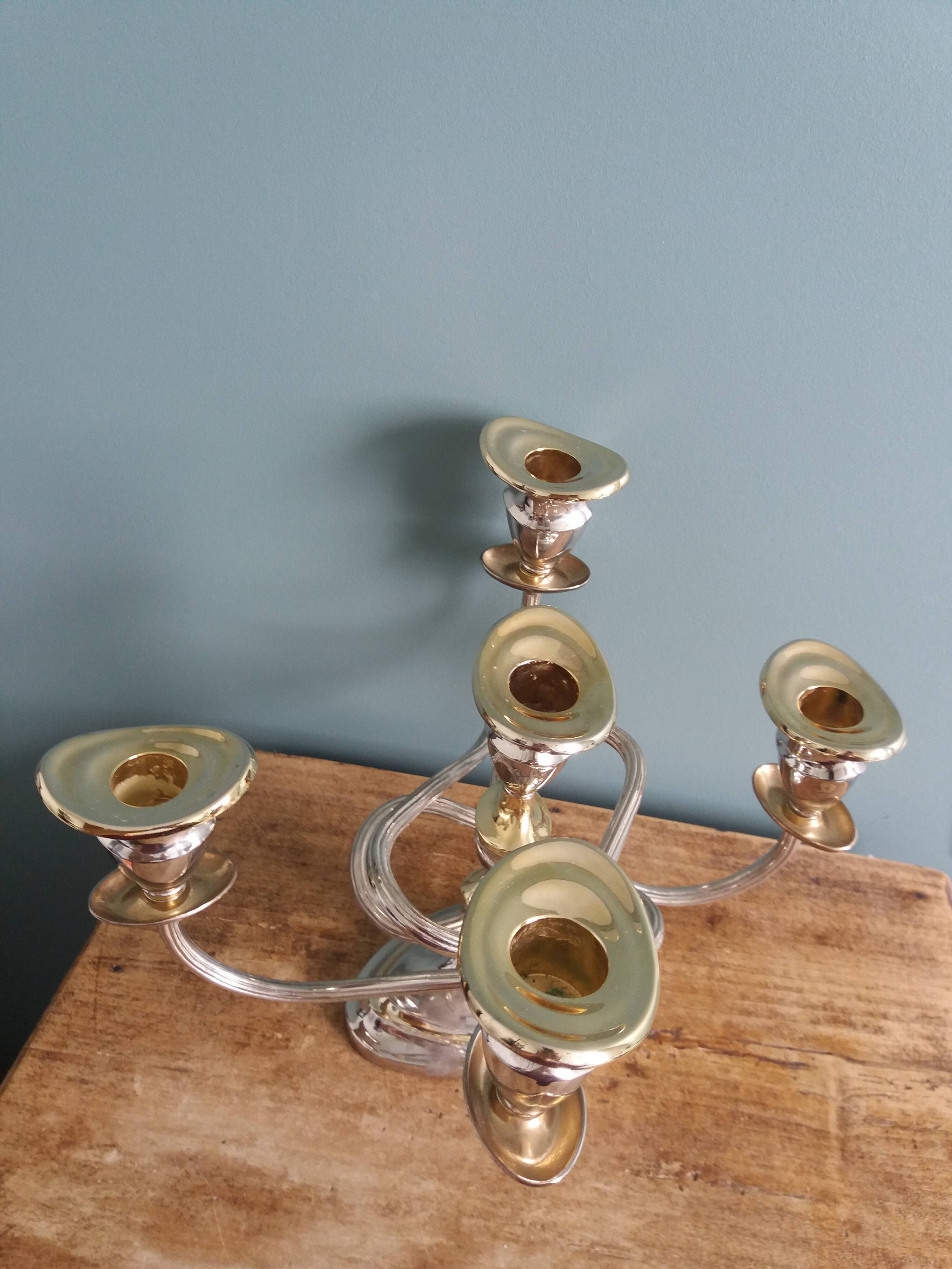 Medusa chandelier in silver and gold metal