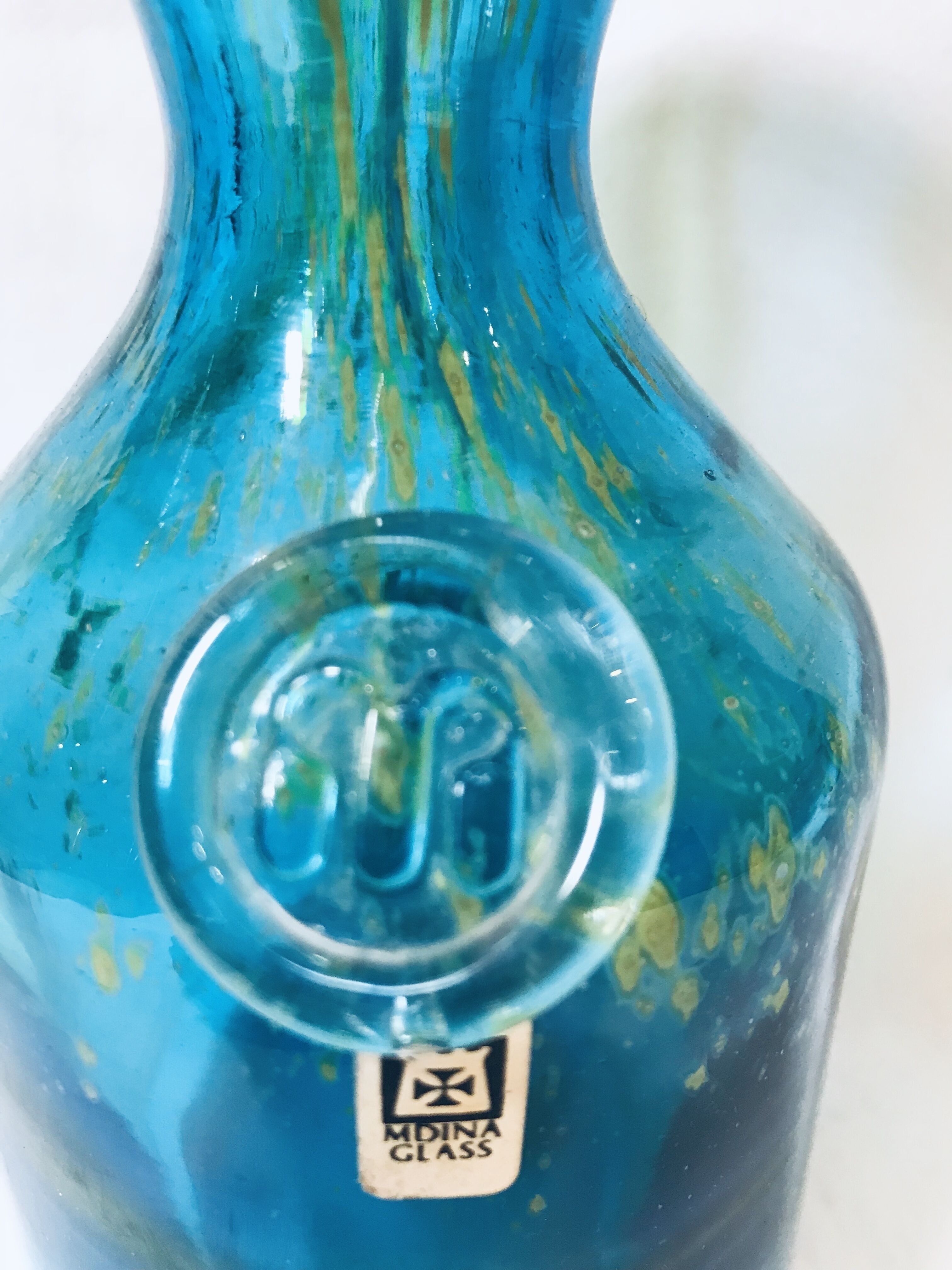 Medina Glass Vase, Art Glass, Malta, Hand Made