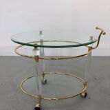 Italian Brass & Glass Bar Serving Cart Trolley, 1970s