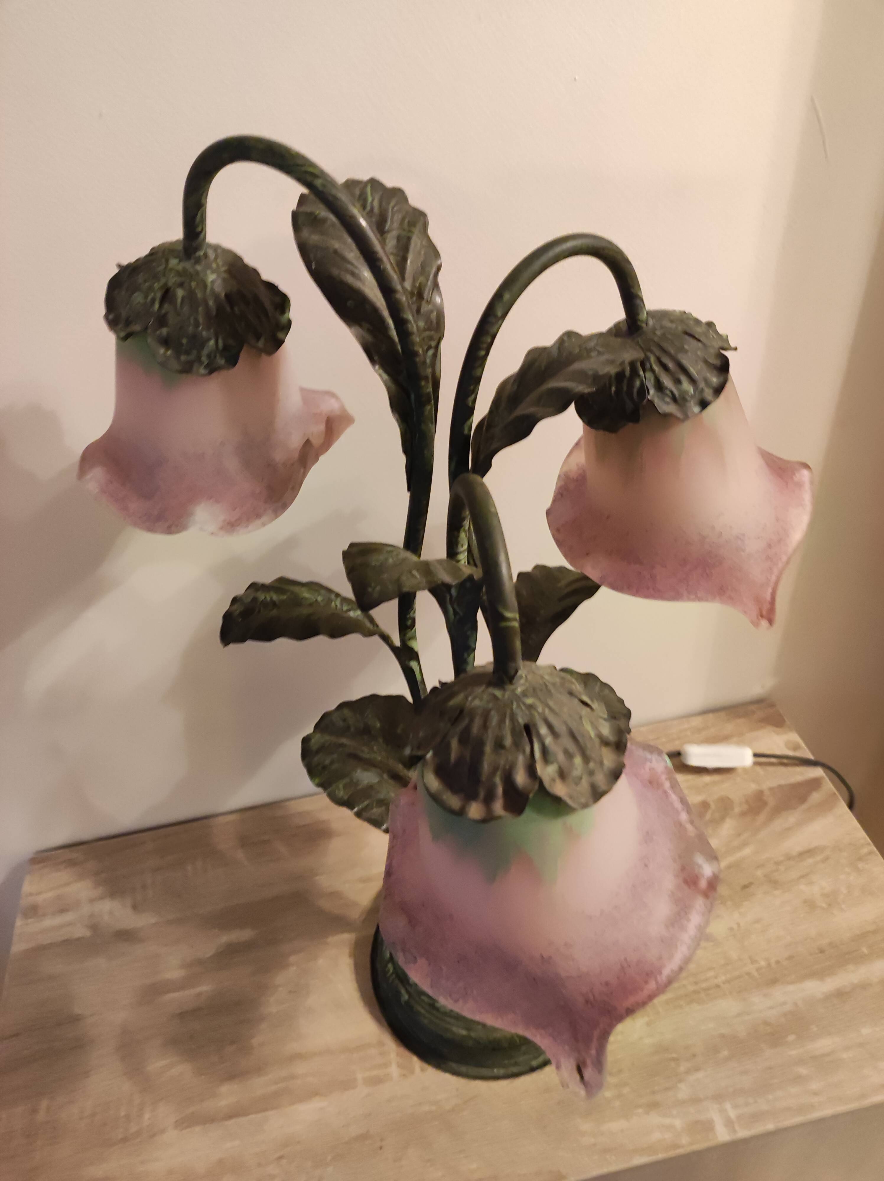 Lamp 3 tulips glass paste