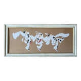 Stencil painting "harlequins dansants" by emile sevelinge (xix-xx)