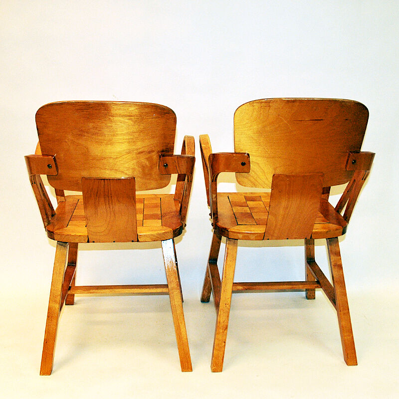 Pair of birch arm chairs by Per Aaslid Norway 1950s