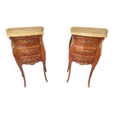 Pair of curved Louis XV style bedside tables