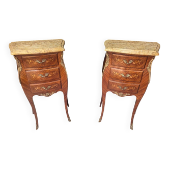 Pair of curved Louis XV style bedside tables